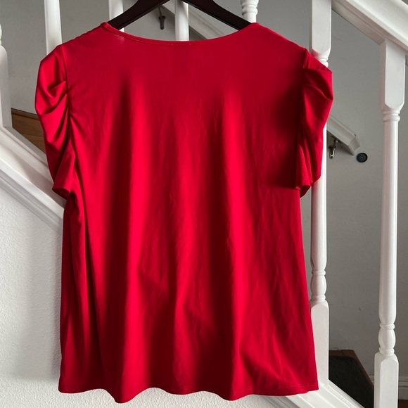 Cece Women's Short Sleeve Blouse Red Size XL - Picture 3 of 3